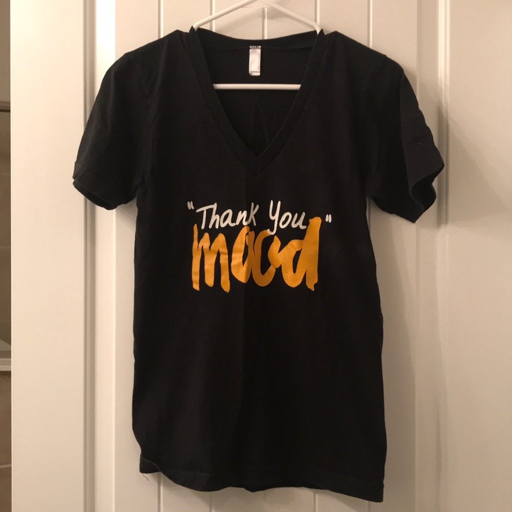 Thank You Mood V Neck Women’s Black T-Shirt